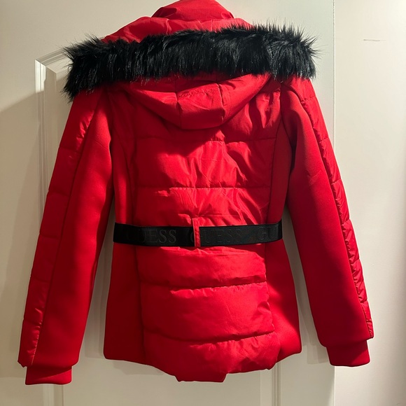 GUESS Women's Vonn Belted Puffer Hooded Jacket - Picture 3 of 12